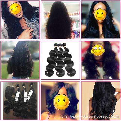 Brazilian Body Wave Hair With Lace Frontal Closure 100% Human Hair 3 Bundles With Frontal Closure Non Remy Hair Extension